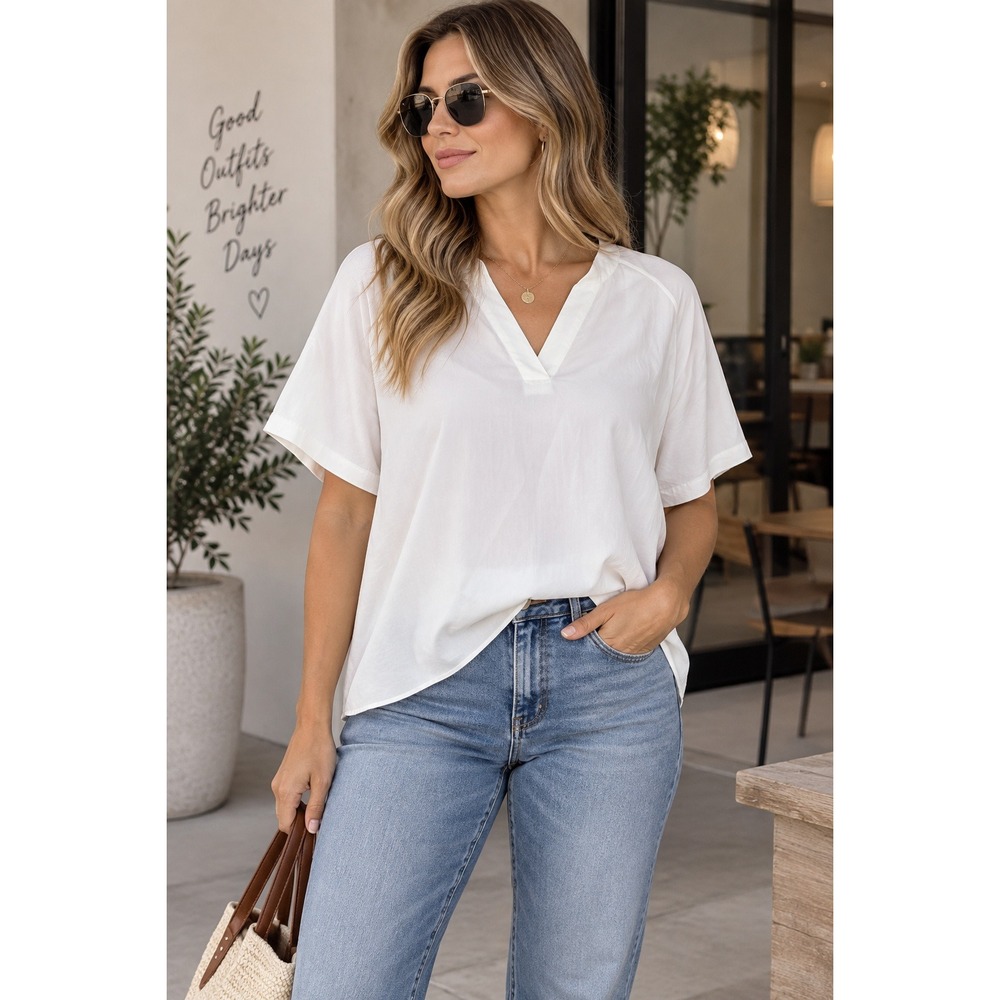 Vince Blouse Womens Large White Minimalist Quiet Luxury Satin VS853512682
